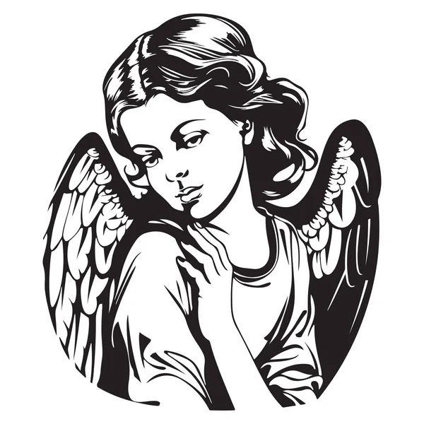 Menina Anjo Mascote Logotipo Mão Desenhada Ilustração Adequado Para Logotipo — Vetor de Stock