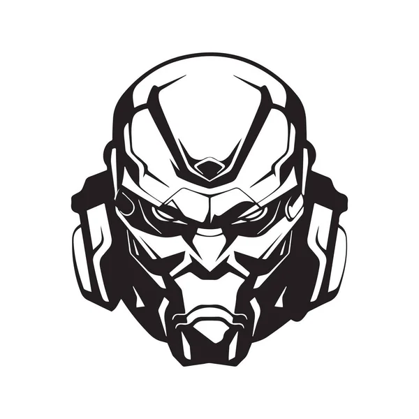 Logo Della Mascotte Cyborg Illustrazione Disegnata Mano Adatto Logo Carta — Vettoriale Stock