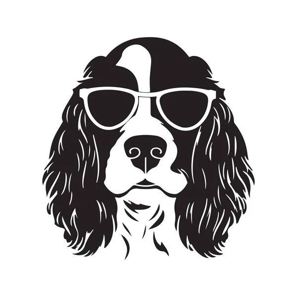 带眼镜的猎狗 矢量概念数字艺术 手绘插图 — 图库矢量图片