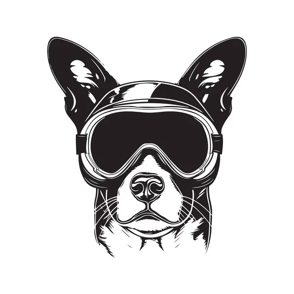 Δροσερό Σκυλί Γυαλιά Σκι Διάνυσμα Έννοια Ψηφιακή Τέχνη Ζωγραφισμένα Στο — Διανυσματικό Αρχείο