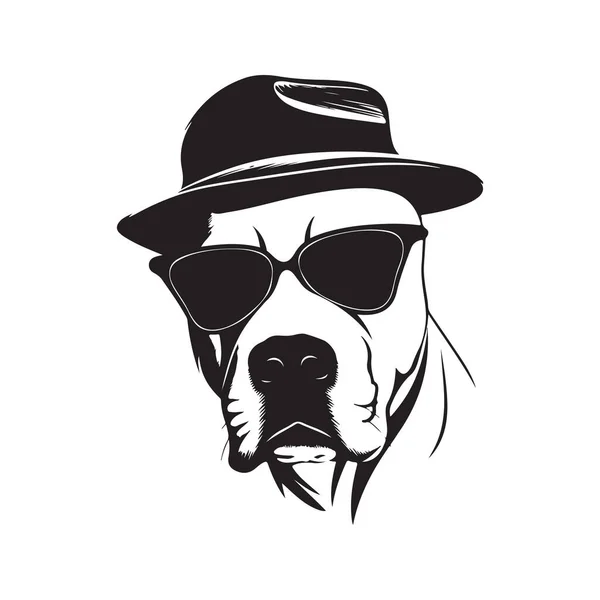 Dog American Staffordshire Terrier Óculos Sol Chapéu Conceito Vetorial Arte — Vetor de Stock