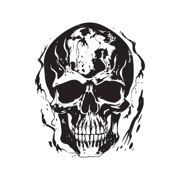Crânio Inferno Conceito Vetorial Arte Digital Ilustração Desenhada Mão —  Vetores de Stock