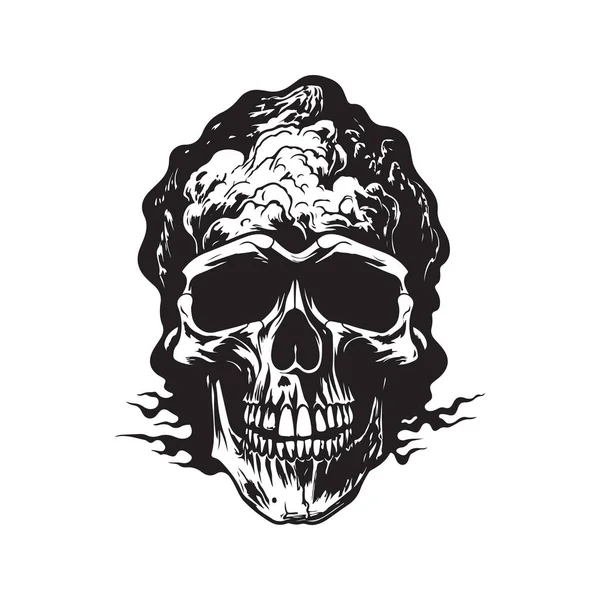 Cráneo Infierno Vector Concepto Arte Digital Ilustración Dibujada Mano — Vector de stock