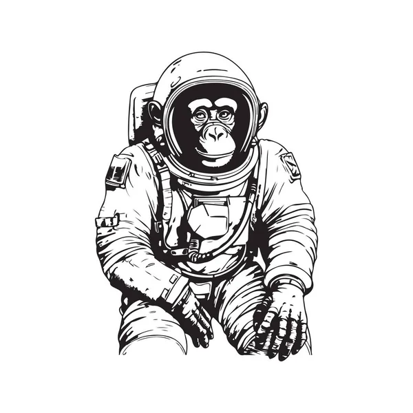 Weltraumtauglicher Schimpansen Astronaut Vektorkonzept Digitale Kunst Handgezeichnete Illustration — Stockvektor