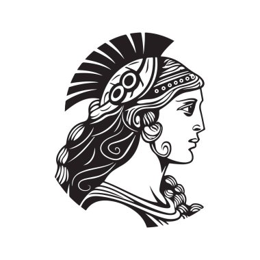 Athena, vektör konsepti dijital sanat, el çizimi illüstrasyon