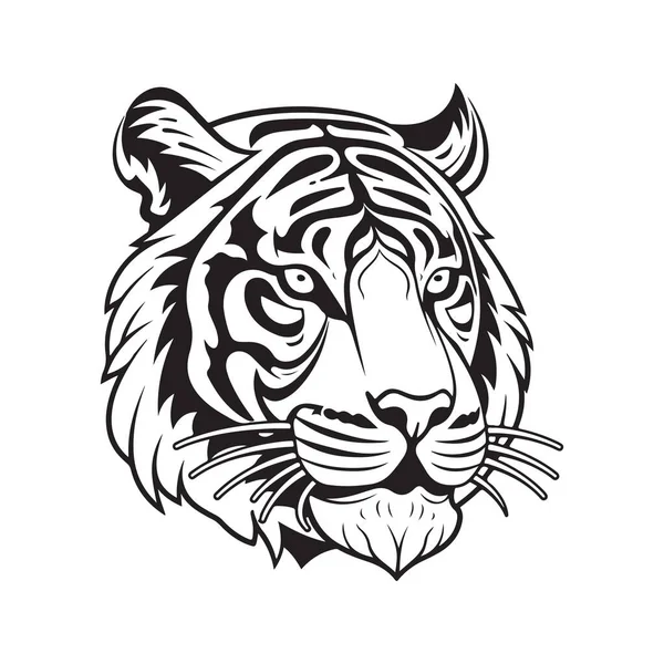 Tête Tigre Concept Vectoriel Art Numérique Illustration Dessinée Main — Image vectorielle