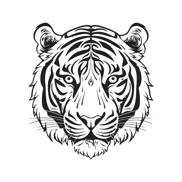 Tête Tigre Concept Vectoriel Art Numérique Illustration Dessinée Main — Image vectorielle