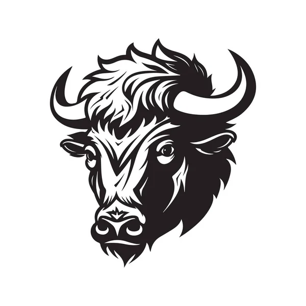 Bison Head Vector Concept Digital Art Hand Drawn Illustration — Stock Vector