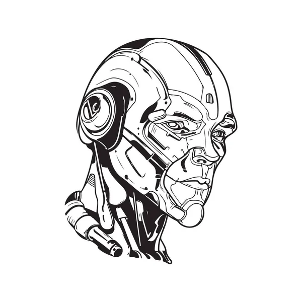 Cyborg Vector Concept Digitale Kunst Met Hand Getekend Illustratie — Stockvector