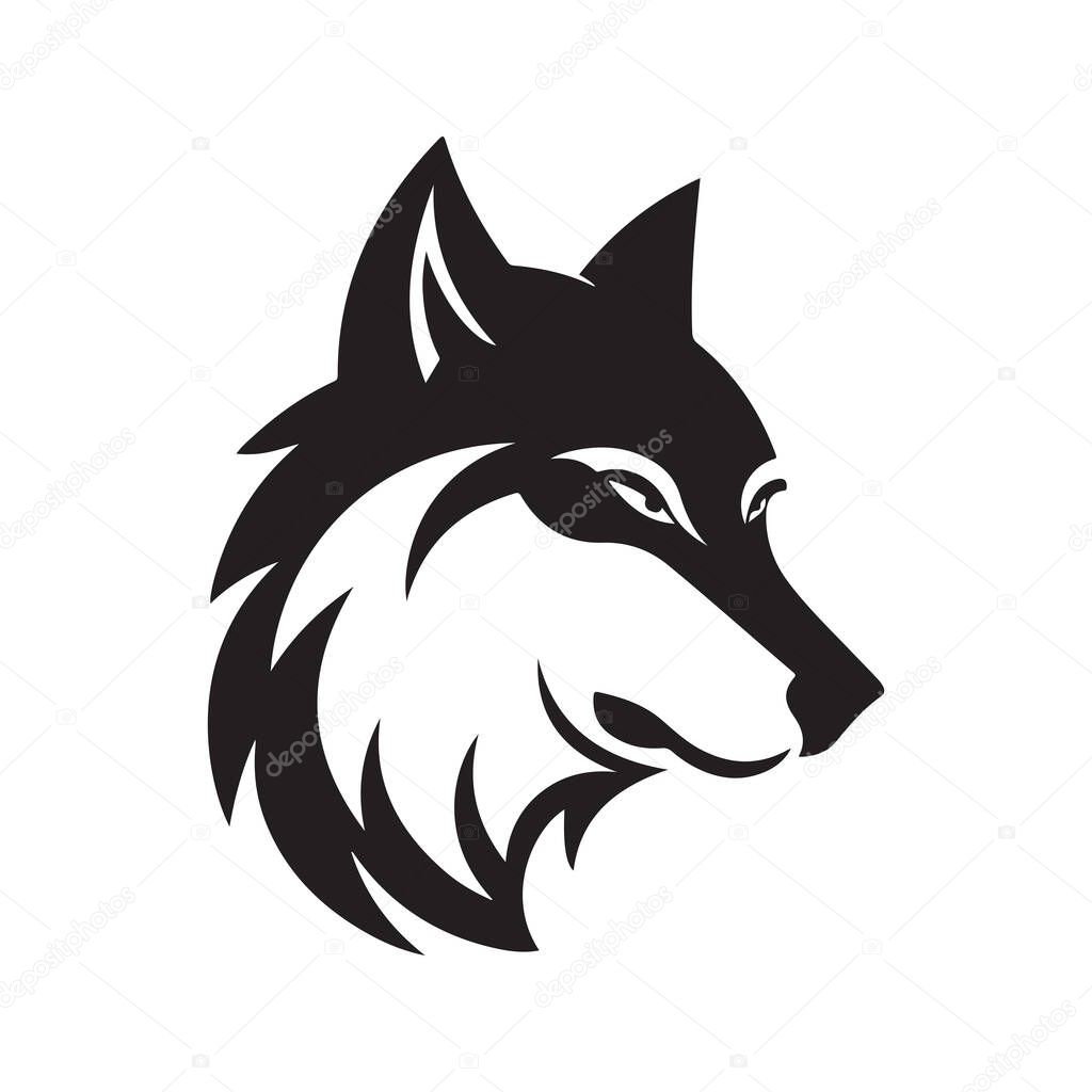 Wolf head, vector concept digital art, hand drawn illustration.