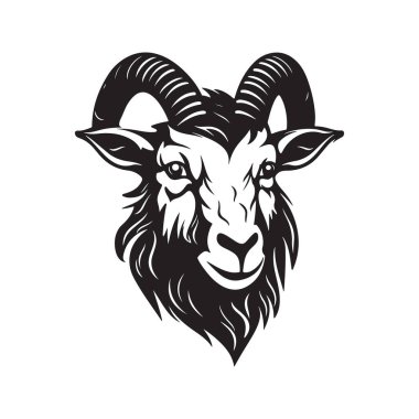 Keçi kafası, vektör konsepti dijital sanat, el çizimi illüstrasyon