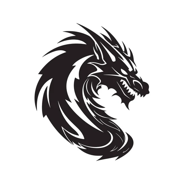 stock vector dragon, vector concept digital art, hand drawn illustration