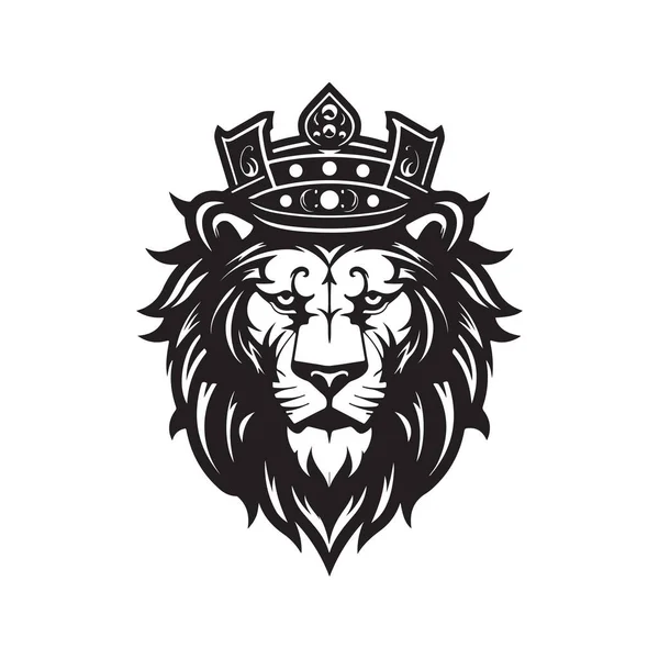 Lion Avec Couronne Concept Vectoriel Art Numérique Illustration Dessinée Main — Image vectorielle