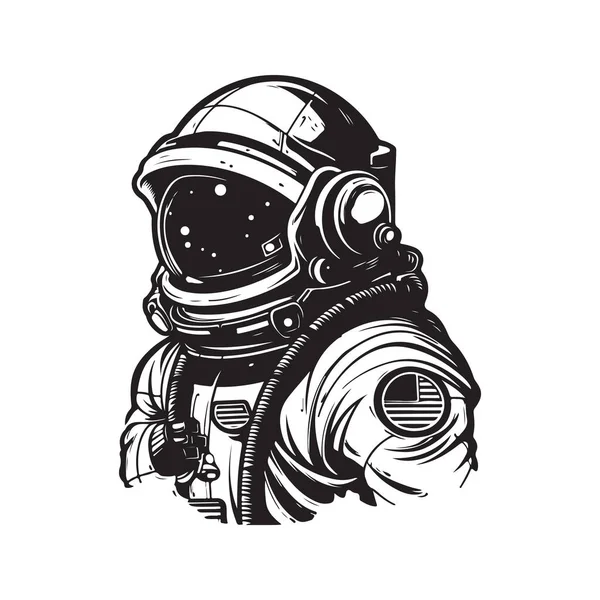 Astronauta Conceito Vetorial Arte Digital Ilustração Desenhada Mão —  Vetores de Stock