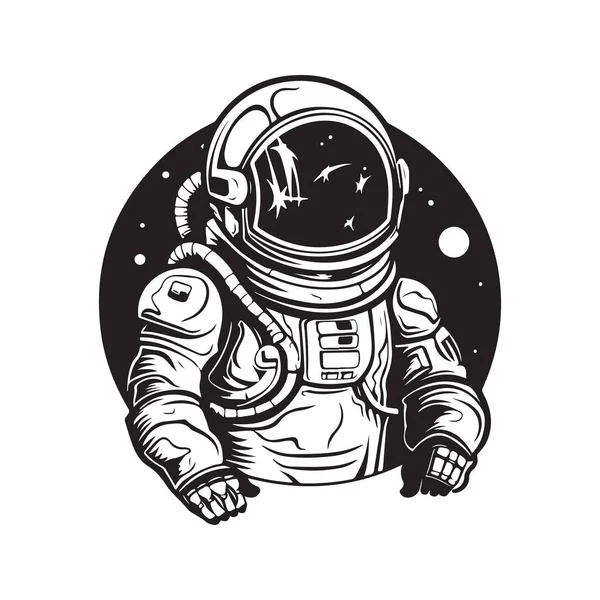 宇宙飛行士ベクトルコンセプトデジタルアート手描きイラスト — ストックベクタ