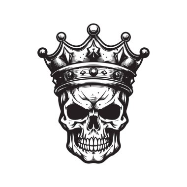 kafatası tacı, vektör konsepti dijital sanat, el çizimi illüstrasyon