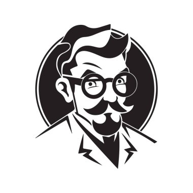 Bilim adamı, vektör konsepti dijital sanat, el çizimi illüstrasyon