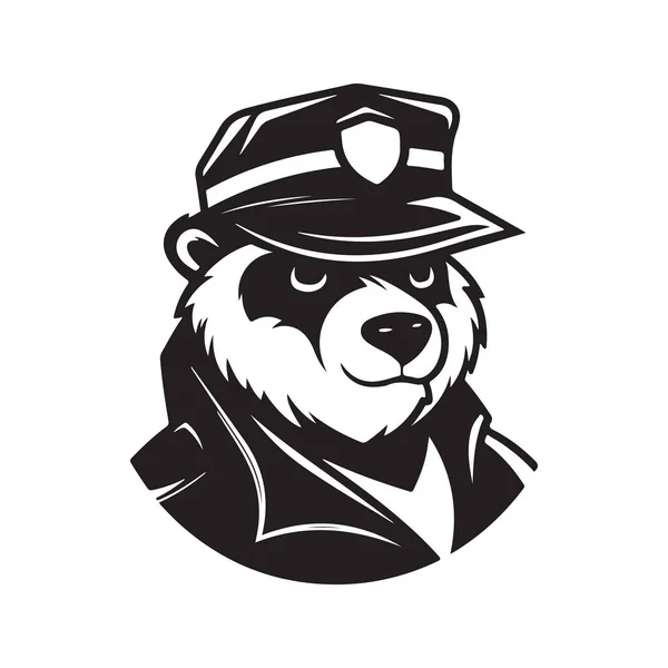 Panda Αστυνομία Έννοια Διάνυσμα Ψηφιακή Τέχνη Ζωγραφισμένα Στο Χέρι Εικονογράφηση — Διανυσματικό Αρχείο