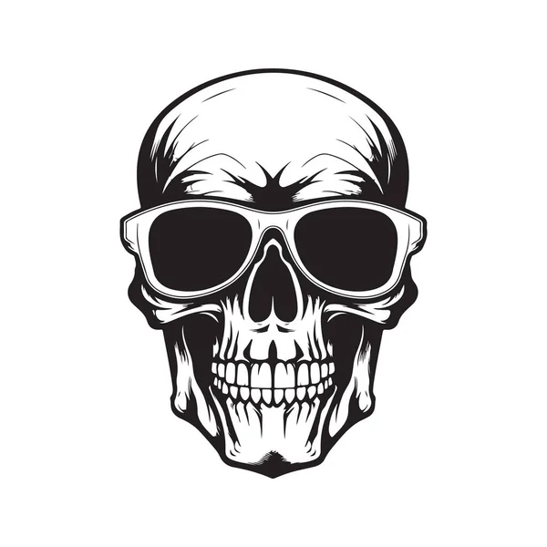 Cráneo Con Gafas Sol Logo Concepto Color Blanco Negro Ilustración — Archivo Imágenes Vectoriales