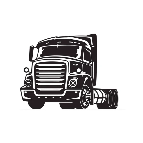 Lkw Logo Konzept Schwarz Weiß Handgezeichnete Illustration — Stockvektor
