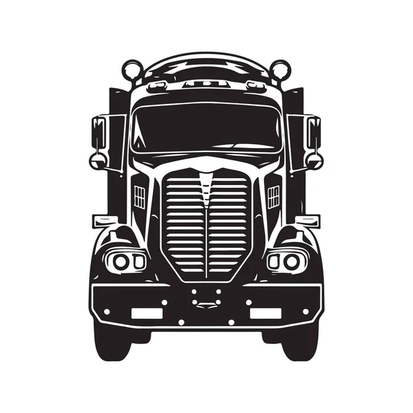 Φορτηγό Λογότυπο Έννοια Μαύρο Και Άσπρο Χρώμα Ζωγραφισμένα Στο Χέρι — Διανυσματικό Αρχείο
