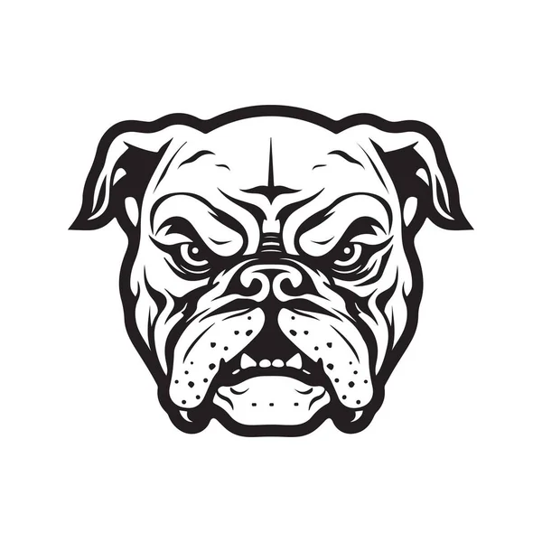 Bulldog Irritado Conceito Logotipo Cor Preto Branco Ilustração Desenhada Mão — Vetor de Stock