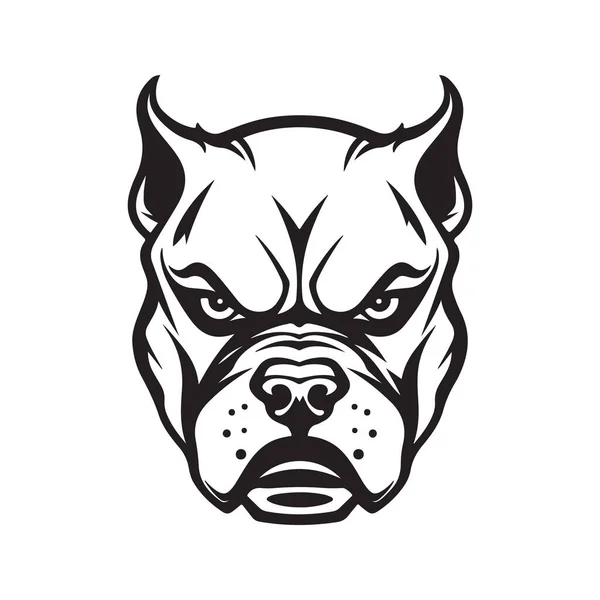 Pitbull Irritado Conceito Logotipo Cor Preto Branco Ilustração Desenhada Mão — Vetor de Stock