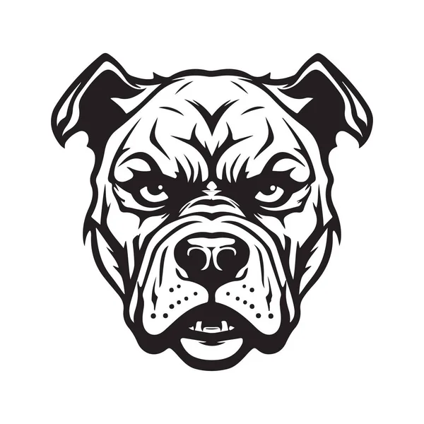 Pitbull Irritado Conceito Logotipo Cor Preto Branco Ilustração Desenhada Mão — Vetor de Stock