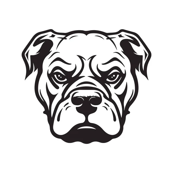 Angry Pitbull Logo Concept Black White Color Hand Drawn Illustration — Stock Vector
