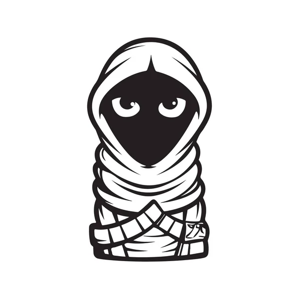 Egypt Mummy Logo Concept Black White Color Hand Drawn Illustration — Stock Vector