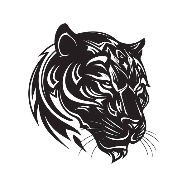 Cabeza Pantera Logotipo Concepto Color Blanco Negro Ilustración Dibujada Mano — Archivo Imágenes Vectoriales