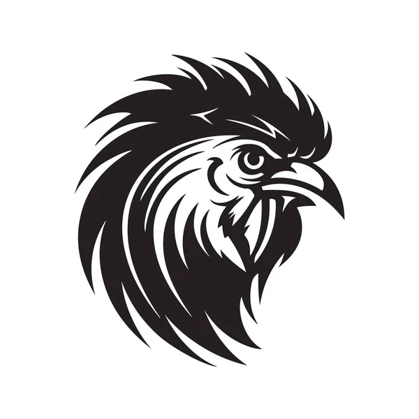 Coq Logo Concept Noir Blanc Illustration Dessinée Main — Image vectorielle