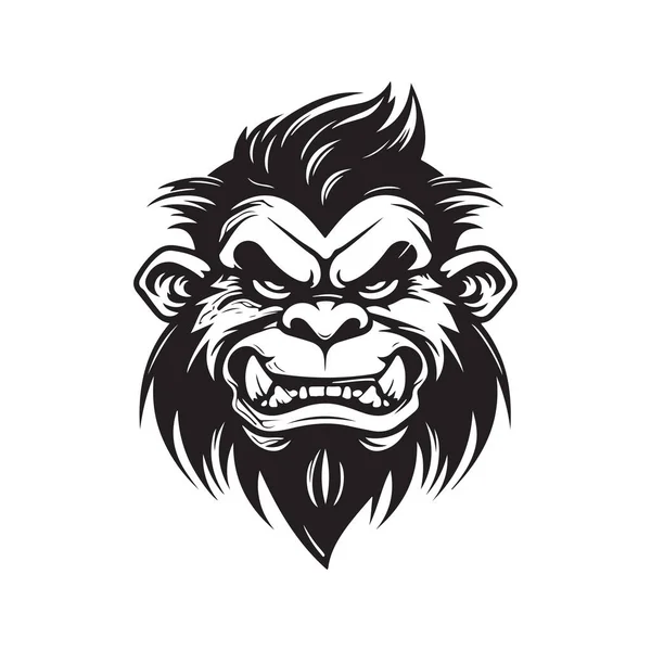 Troll Logo Concept Colore Bianco Nero Illustrazione Disegnata Mano — Vettoriale Stock