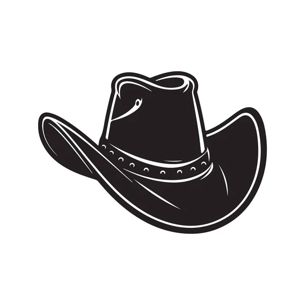 Chapeau Cow Boy Concept Logo Noir Blanc Illustration Dessinée Main — Image vectorielle