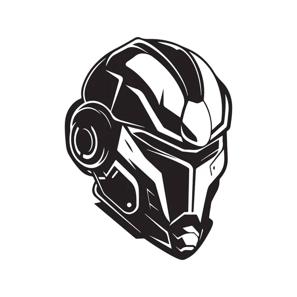 Cyborg Logokonzept Schwarz Weiß Handgezeichnete Illustration — Stockvektor