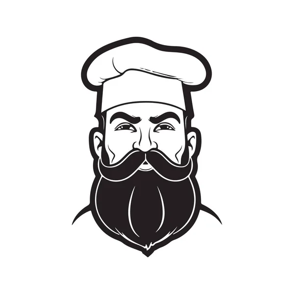 Chef Concepto Logotipo Color Blanco Negro Ilustración Dibujada Mano — Vector de stock