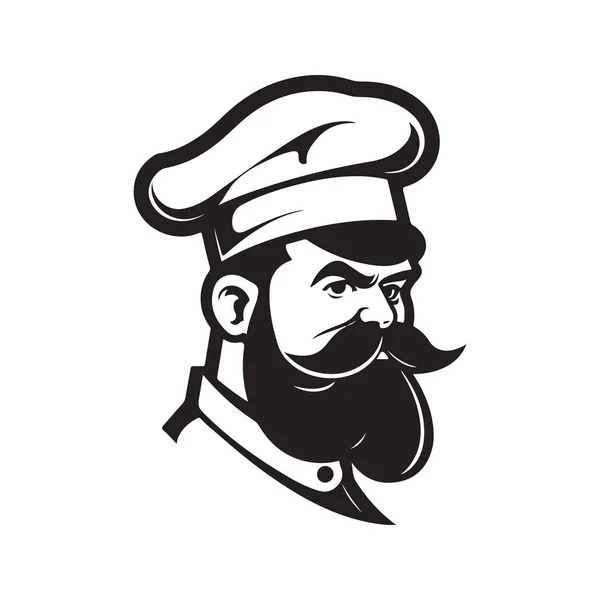 Koch Logo Konzept Schwarz Weiß Farbe Handgezeichnete Illustration — Stockvektor