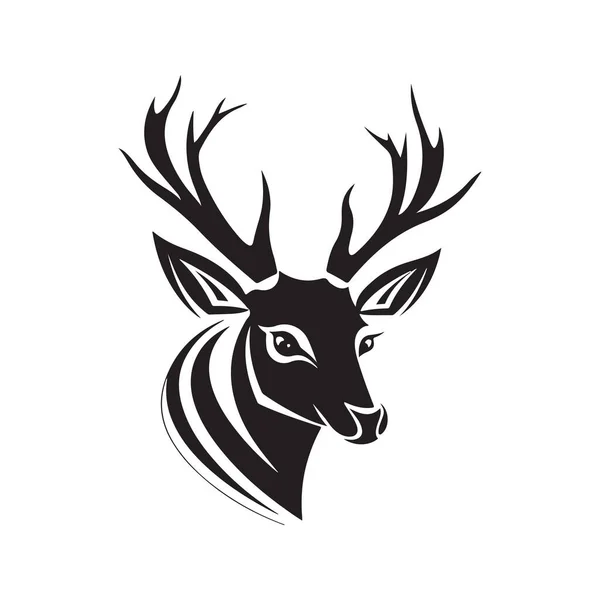 Cerf Logo Concept Noir Blanc Illustration Dessinée Main — Image vectorielle