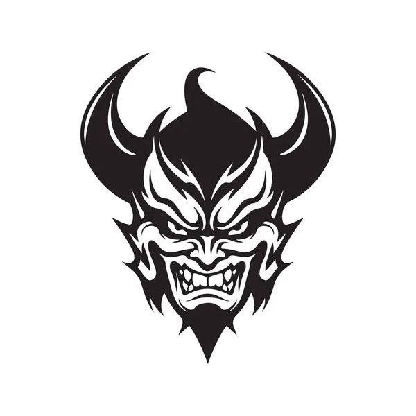 Diablo Logotipo Concepto Color Blanco Negro Ilustración Dibujada Mano — Vector de stock
