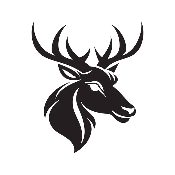 Jelen Logo Koncept Černá Bílá Barva Ručně Kreslené Ilustrace — Stockový vektor