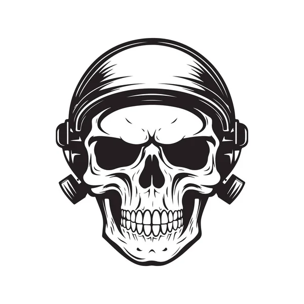 Στρατιωτικό Κρανίο Λογότυπο Έννοια Μαύρο Και Άσπρο Χρώμα Ζωγραφισμένα Στο — Διανυσματικό Αρχείο