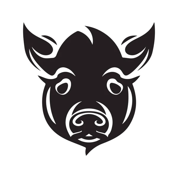 Domuz Logo Konsepti Siyah Beyaz Renk Çizimi Illüstrasyon — Stok Vektör