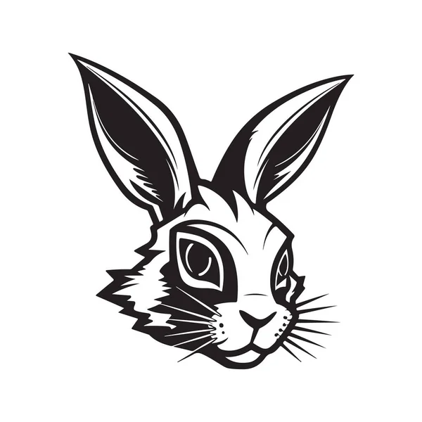 Кролик Концепція Логотипу Чорно Білий Колір Намальована Рука Ілюстрація — стоковий вектор