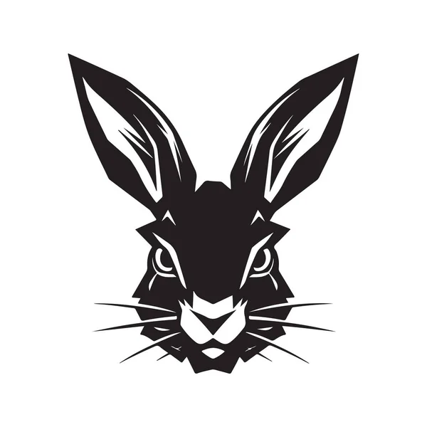 Кролик Концепція Логотипу Чорно Білий Колір Намальована Рука Ілюстрація — стоковий вектор