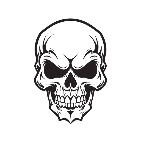 Deşici Kafatası Logo Konsepti Siyah Beyaz Renk Çizimi Illüstrasyon — Stok Vektör