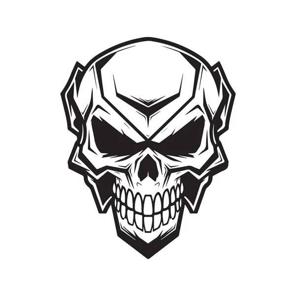 Crâne Éventreur Concept Logo Noir Blanc Illustration Dessinée Main — Image vectorielle