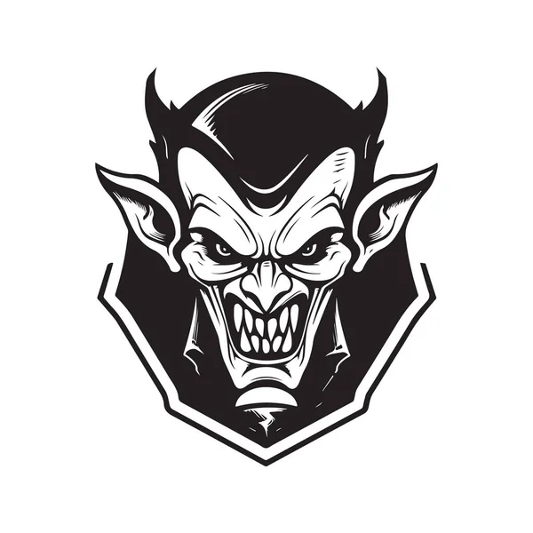 Vampiro Logotipo Concepto Color Blanco Negro Ilustración Dibujada Mano — Vector de stock