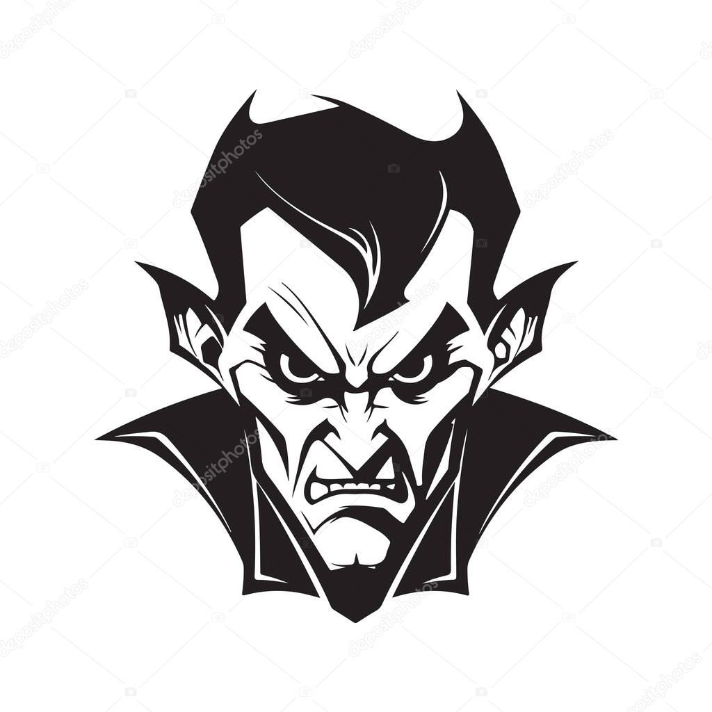 Vampire, logo concept black and white color, hand drawn illustration