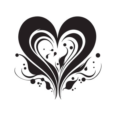 Aşk, klasik logo konsepti siyah beyaz renk, el çizimi illüstrasyon