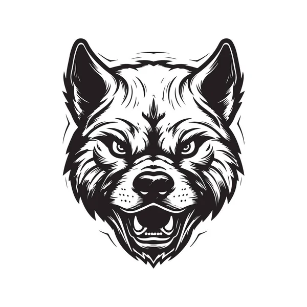 Wütender Hund Vintage Logo Konzept Schwarz Weiß Handgezeichnete Illustration — Stockvektor